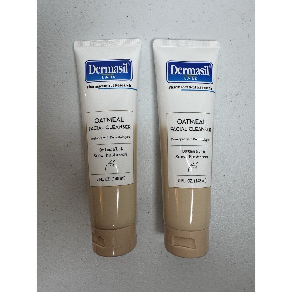 2 Dermasil Oatmeal Facial Cleanser & Toner with Oatmeal & Snow Mushroom 5oz